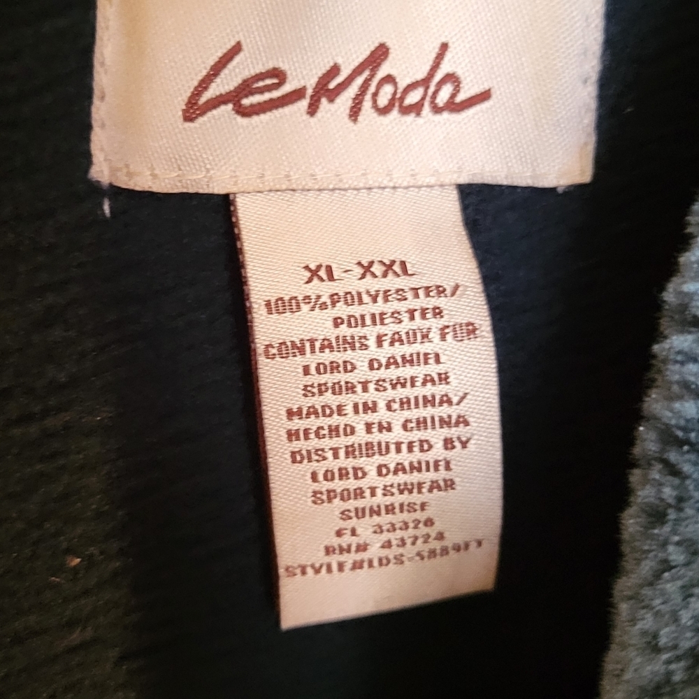 Le Moda Dark Teal Fleece Vest w Fur Collar & Pockets XL-XXL - Picture 3 of 4